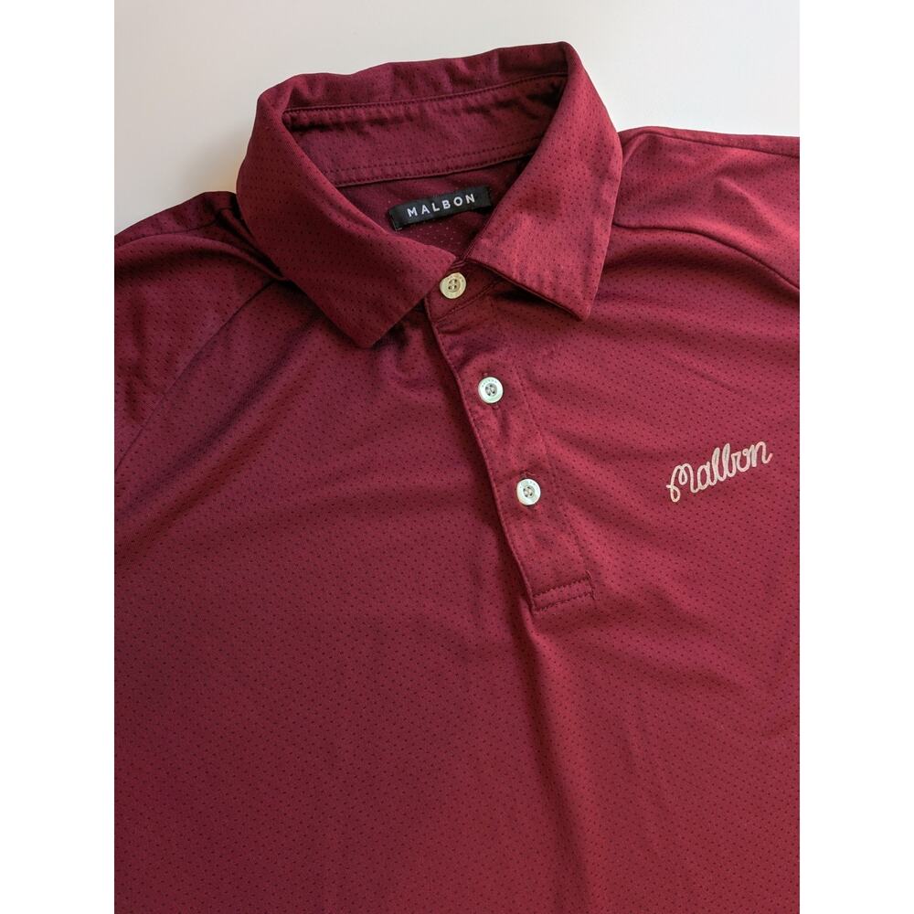 Malbon Golf Maroon Red Fairway Polo Shirt Performance Mens Sz Small